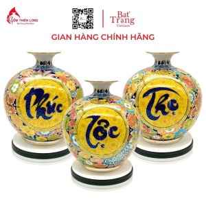 Bình Hút Lộc Phúc Lộc Thọ Vẽ Vàng Nền Vàng HLCA011