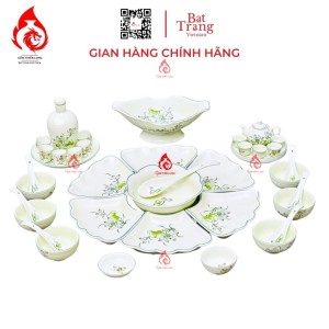 Bộ Bát Đĩa Hoa Mặt Trời Vẽ Sen Bóng 230904