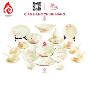 Bộ Bát Đĩa Hoa Mặt Trời Vẽ Sen Hồng 230908