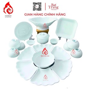 Bộ Bát Đĩa Hoa Mặt Trời Màu Trắng Sứ 230912