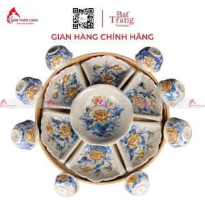 Bộ Bát Đĩa Hoa Mặt Trời Men Rạn Đắp Nổi 070823