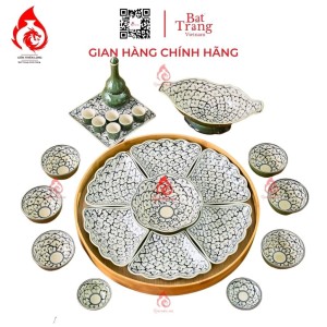 Bộ Bát Đĩa Hoa Mặt Trời Men Rêu Vẽ Liên Hoa 230890