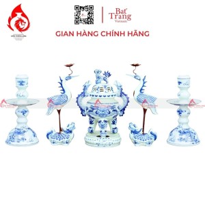 Bộ Đỉnh Hạc Ngũ Sự Men Lam 230844