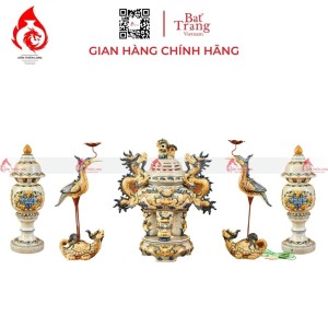 Bộ Đỉnh Hạc Ngũ Sự Men Rạn Đèn Ngũ Phúc 230851