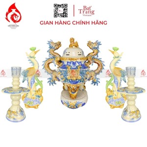 Bộ Đỉnh Hạc Chân Sứ Ngũ Sự Men Rạn 230873