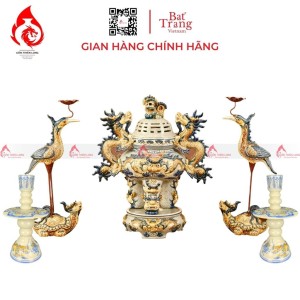 Bộ Đỉnh Hạc Ngũ Sự Men Rạn 230850