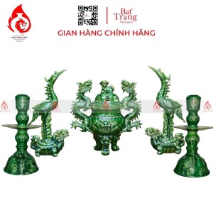 Bộ Đỉnh Hạc Chân Sứ Ngũ Sự Men Xanh Ngọc Lục Bảo 230861