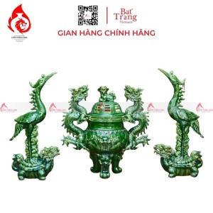 Bộ Đỉnh Hạc Chân Sứ Tam Sự Men Xanh Ngọc Lục Bảo 230860