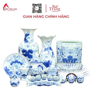 Bộ Đồ Thờ Bát Tràng Men Lam Vẽ Hoa Sen 236998