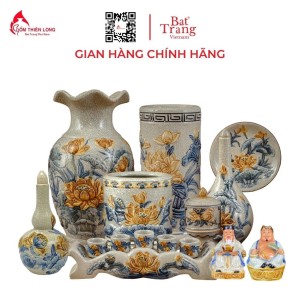 Bộ Đồ Thờ Bát Tràng Men Rạn Đắp Nổi Hoa Sen 236994