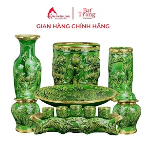 Bộ Đồ Thờ Bát Tràng Xanh Ngọc Lục Bảo Đắp Nổi 236986