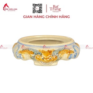 Đế Bát Hương Men Rạn Đắp Nổi Rồng R230814