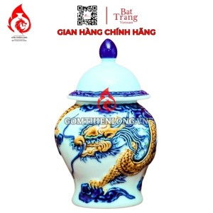 Chóe Thờ Bát Tràng Men Ngọc Đắp Nổi Long Vân 230251