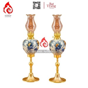 Đèn Dầu Bát Tràng Men Rạn Chân Đồng 230131