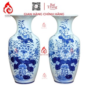 Lộc Bình Bát Tràng Men Lam Ngọc Vẽ Sen 230943