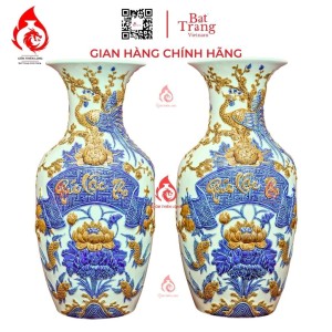 Lộc Bình Bát Tràng Men Ngọc Đắp Nổi Phúc Lộc Thọ 230946