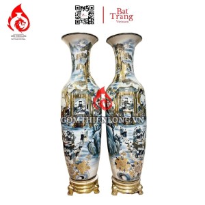 Lộc Bình Bát Tràng Vẽ Vàng Bách Nhi 230108