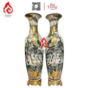 Lộc Bình Bát Tràng Vẽ Vàng Tùng Hạc Diên Niên 230111