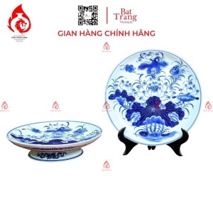 Mâm Bồng Sứ Men Lam Vẽ Sen 230874S