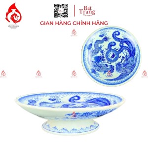 Mâm Bồng Sứ Men Lam Vẽ Rồng Phượng 230880
