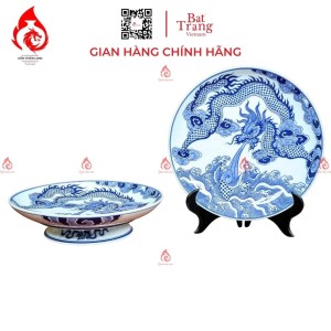 Mâm Bồng Sứ Men Lam Vẽ Rồng 230874R