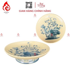 Mâm Bồng Sứ Men Rạn Vẽ Hoa Sen 230886S