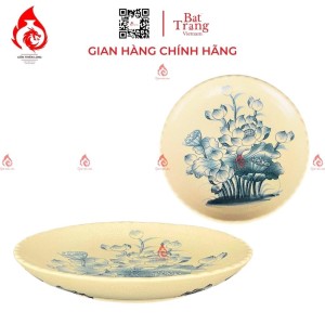 Mâm Bồng Sứ Đế Thấp Men Rạn Vẽ Hoa Sen 230887S