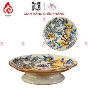 Mâm Bồng Sứ Men Rạn Đắp Rồng 230873R
