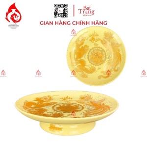 Mâm Bồng Sứ Men Vàng Vẽ Rồng Phượng 230882