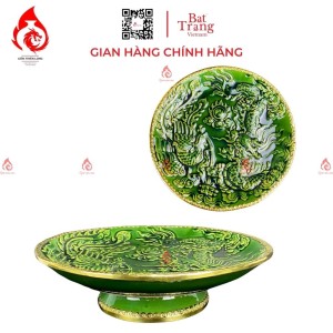 Mâm Bồng Sứ Men Xanh Ngọc Lục Bảo Rồng Phượng 230884R