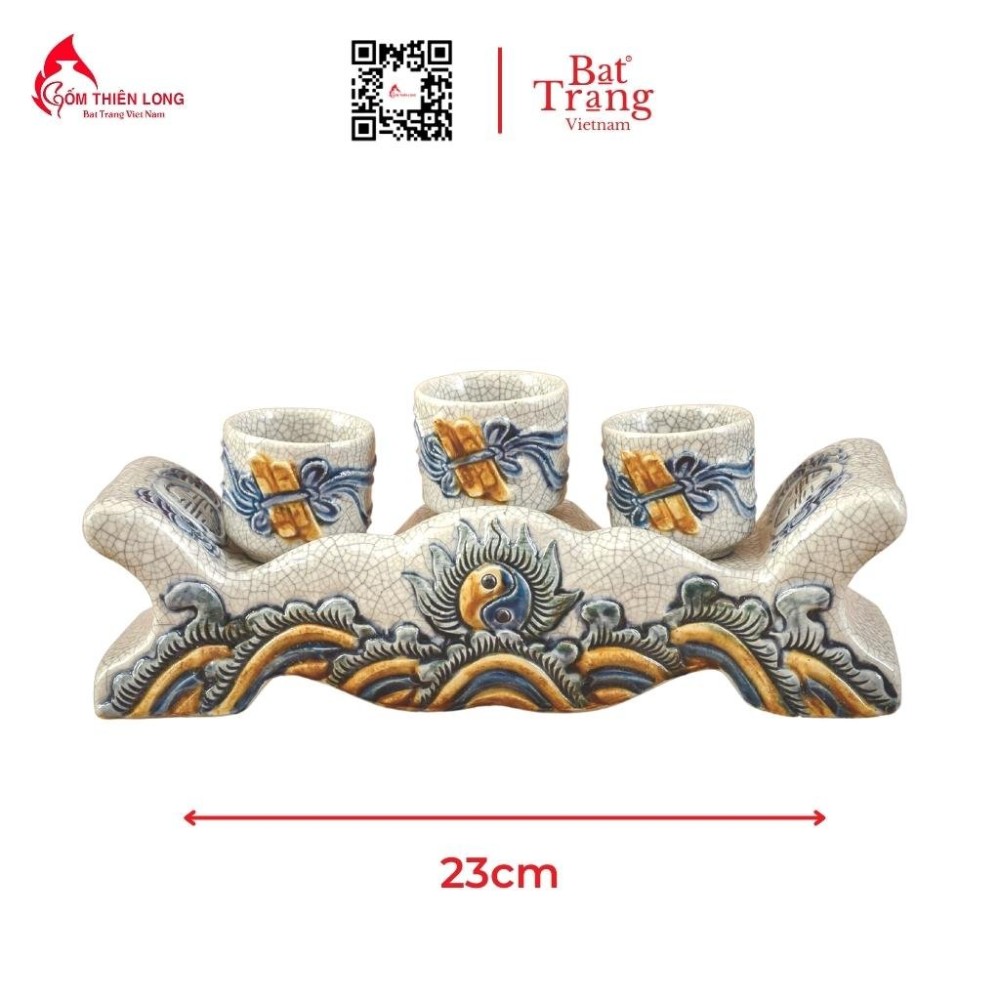 Bộ Đồ Thờ Bát Tràng Men Rạn Đắp Nổi 236996