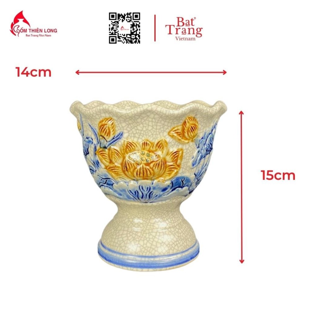 Bộ Đồ Thờ Bát Tràng Men Rạn Đắp Nổi 236996