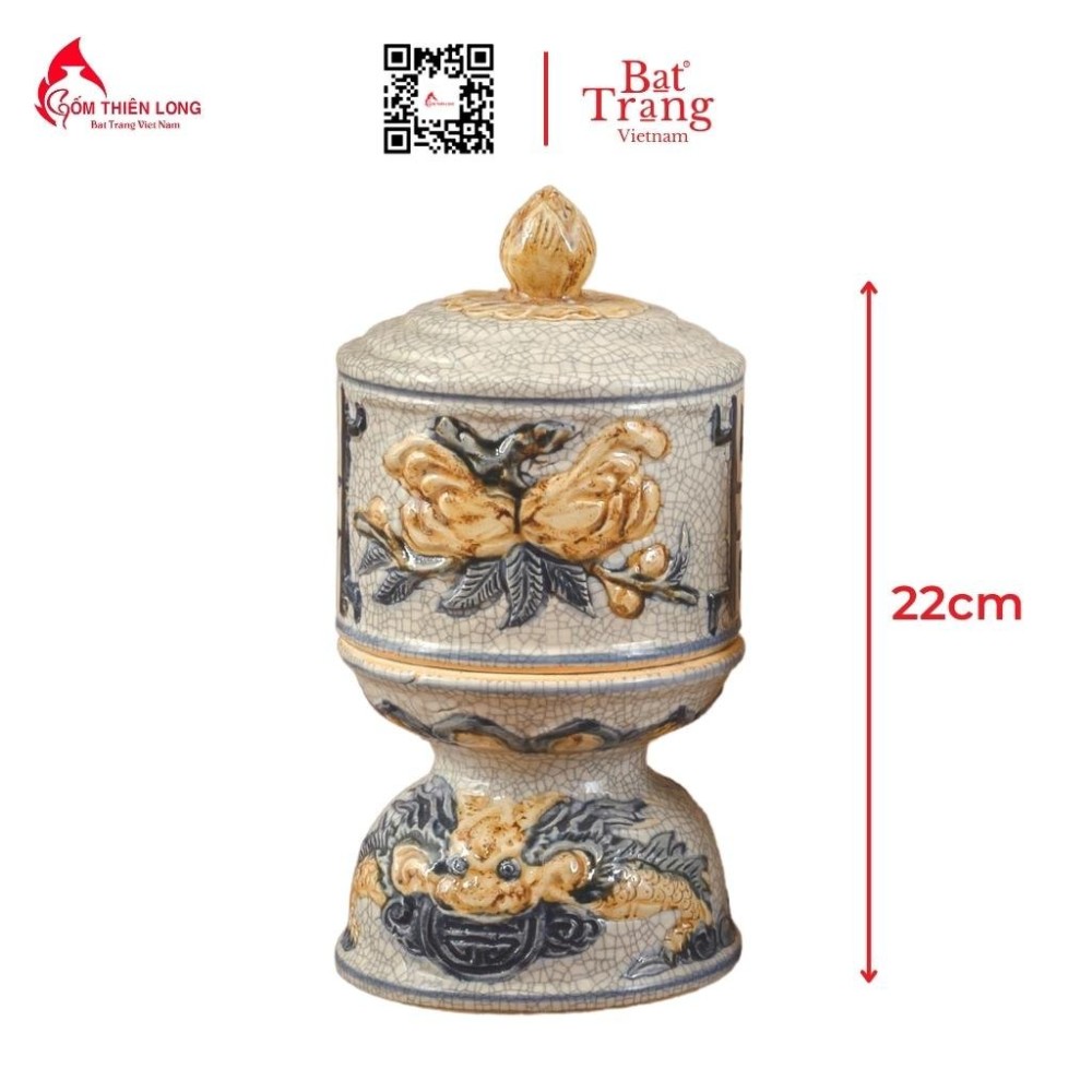 Bộ Đồ Thờ Bát Tràng Men Rạn Đắp Nổi 236996