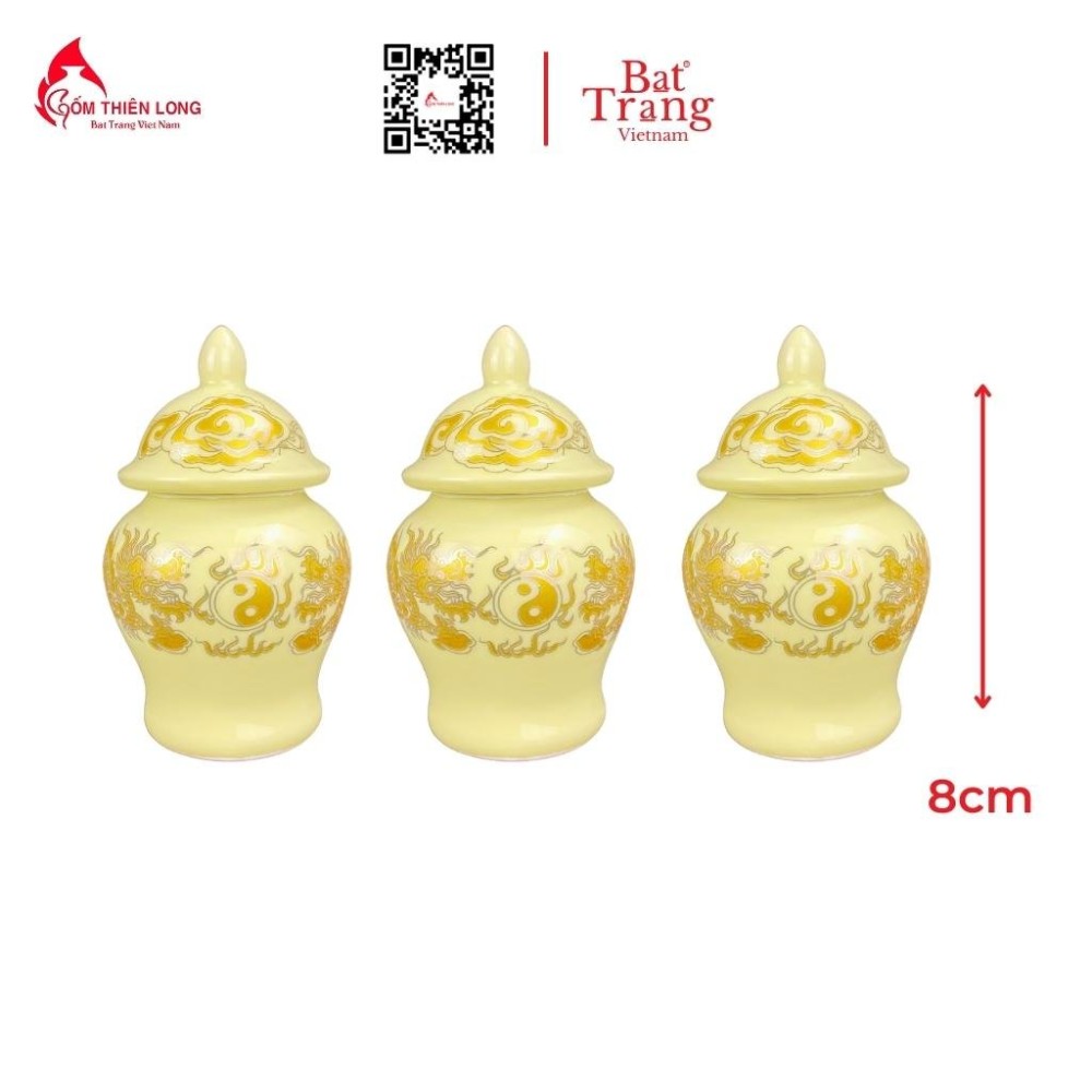 Bộ Đồ Thờ Bát Tràng Màu Vàng Vẽ Ánh Kim 236997