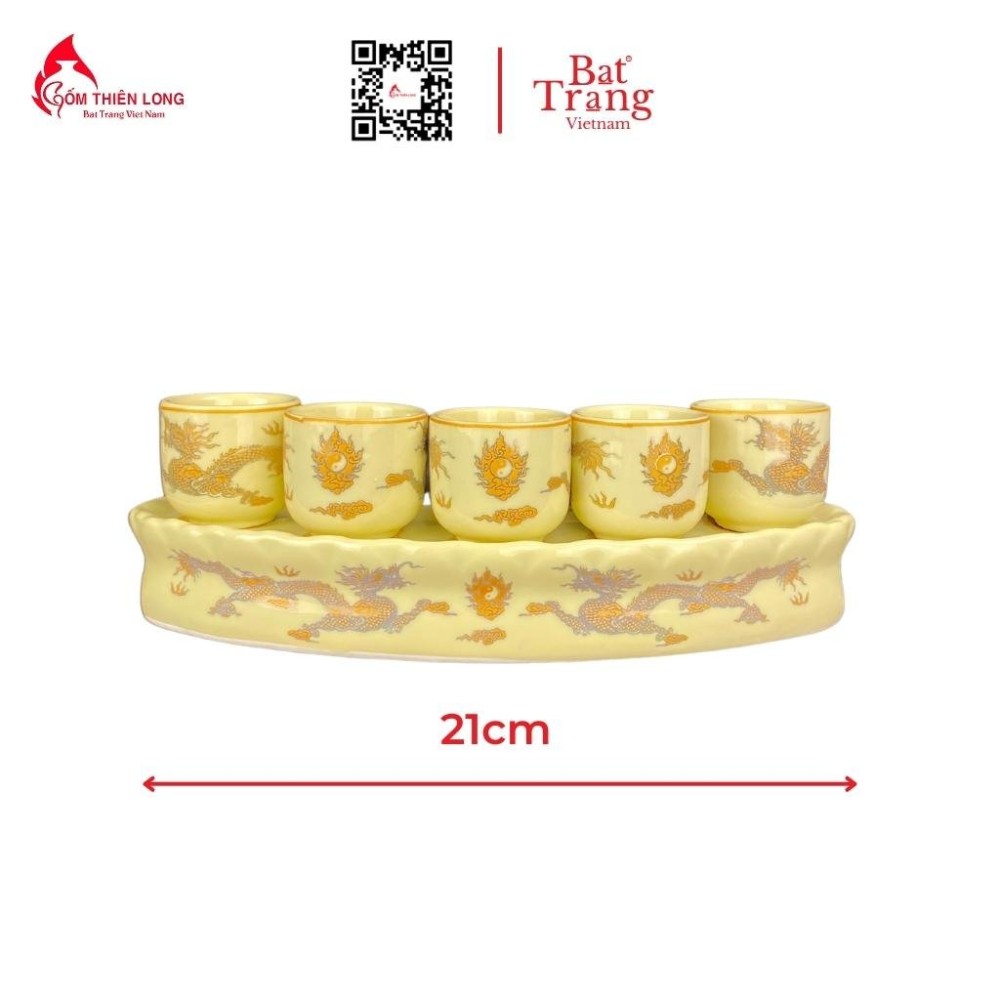 Bộ Đồ Thờ Bát Tràng Màu Vàng Vẽ Ánh Kim 236997