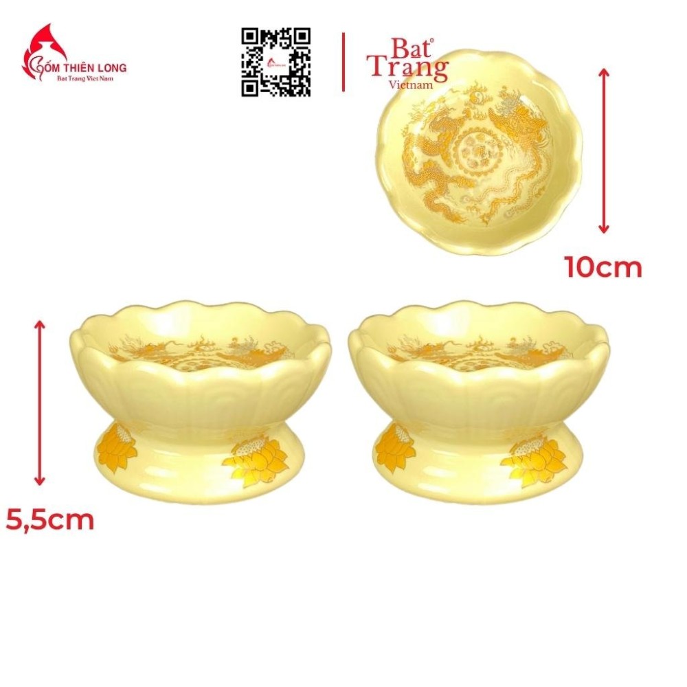 Bộ Đồ Thờ Bát Tràng Màu Vàng Vẽ Ánh Kim 236997