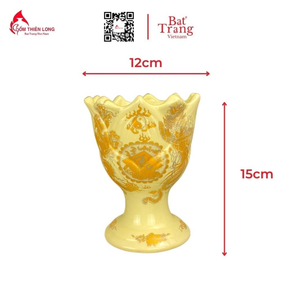 Bộ Đồ Thờ Bát Tràng Màu Vàng Vẽ Ánh Kim 236997