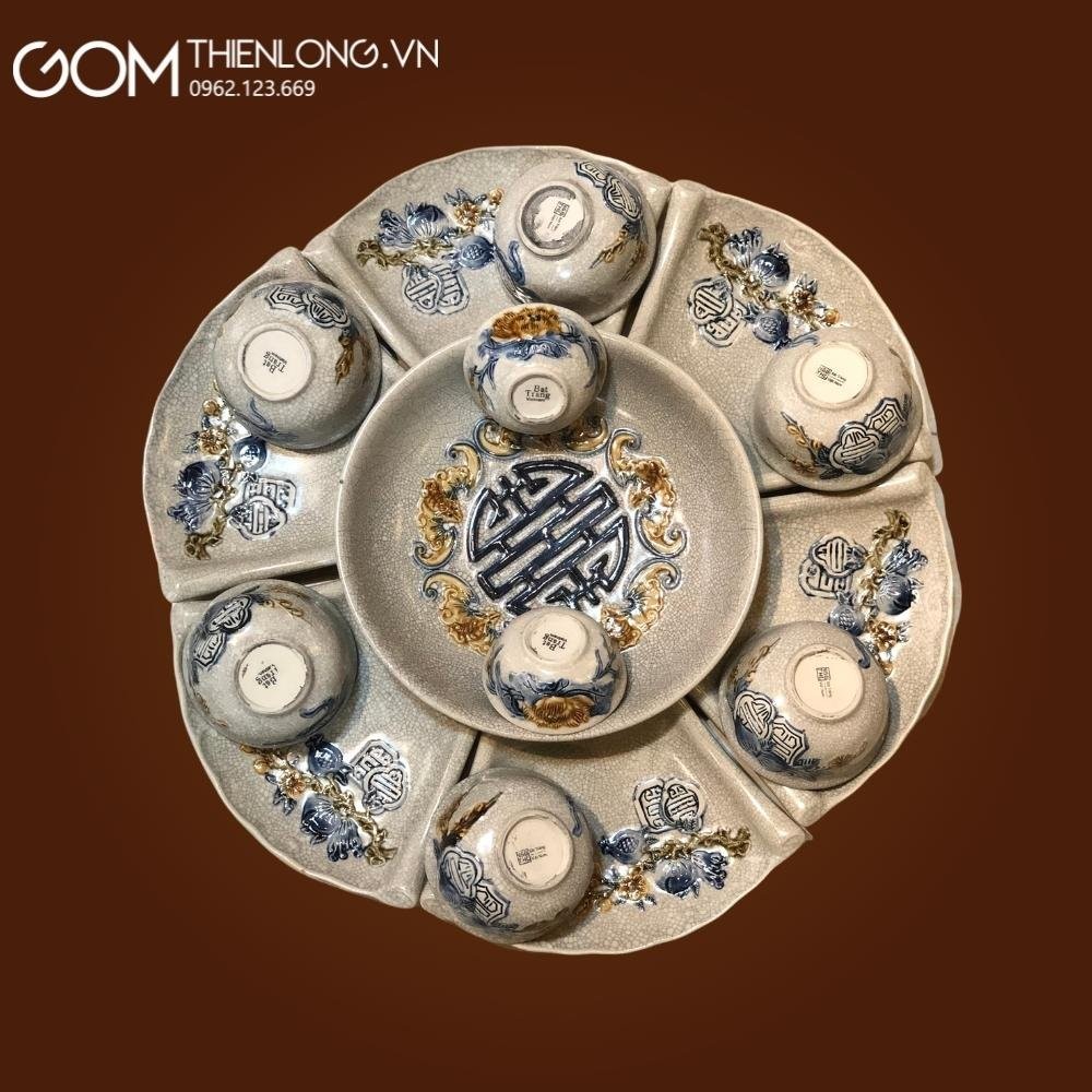 Bộ Đồ Thờ Bát Tràng Men Rạn Đắp Nổi 236996