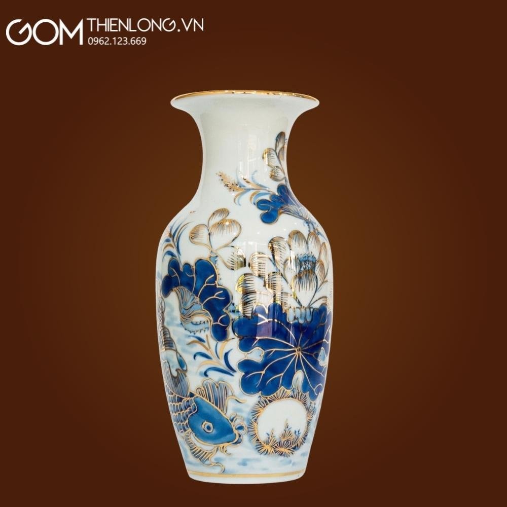 Bộ Đồ Thờ Bát Tràng Vẽ Vàng 24k Men Lam 236999