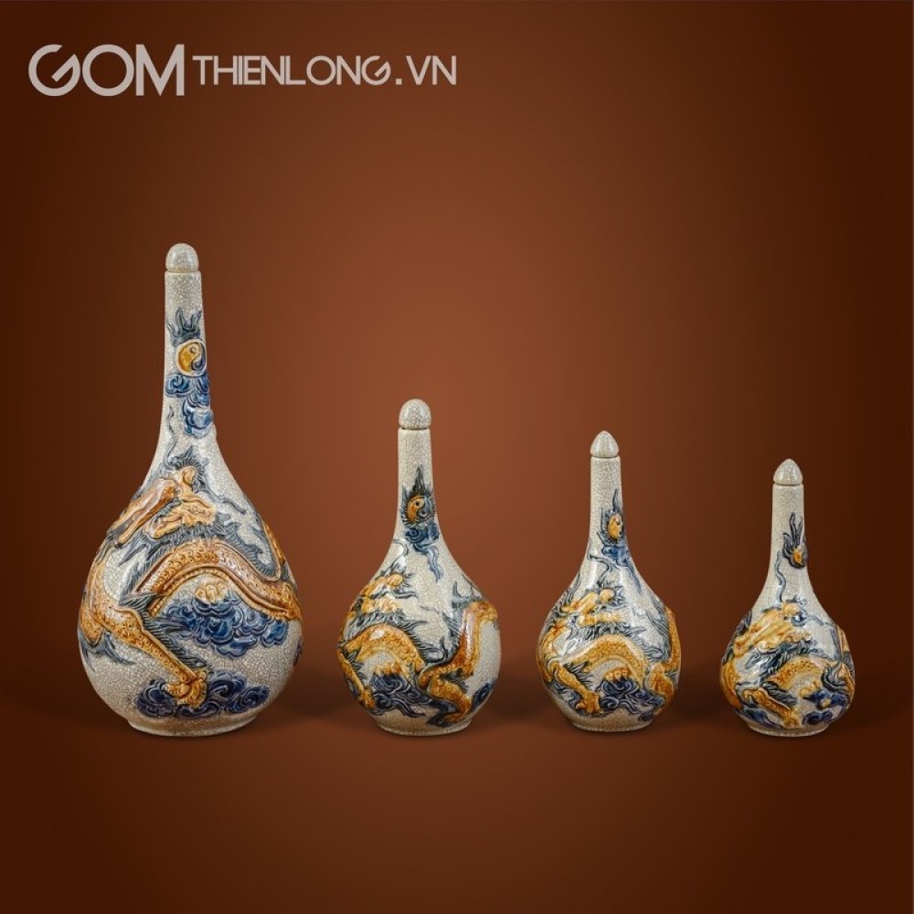 Bộ Đồ Thờ Bát Tràng Men Rạn Đắp Nổi 236996