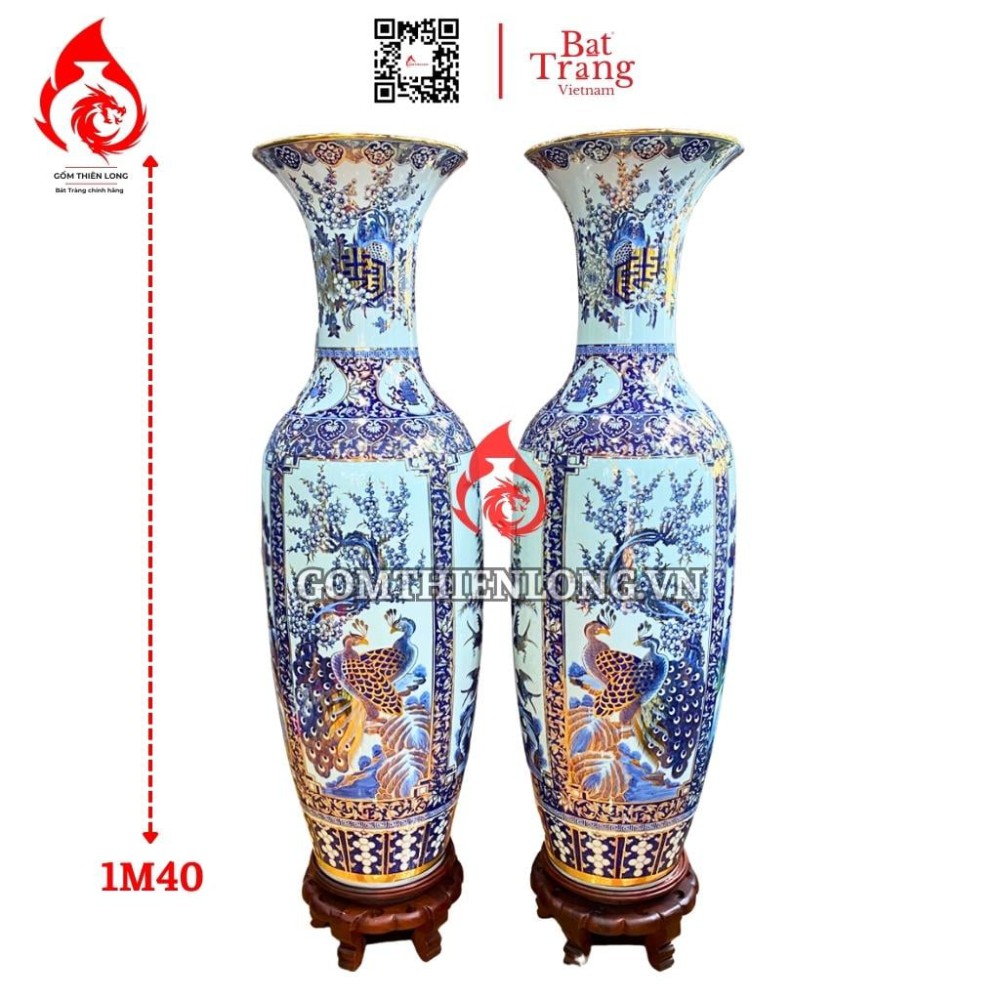 Lộc Bình Bát Tràng Vẽ Vàng Tứ Cảnh 230121