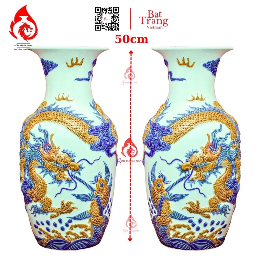 Lộc Bình Men Ngọc Đắp Nổi Long Cuốn Thủy 236518