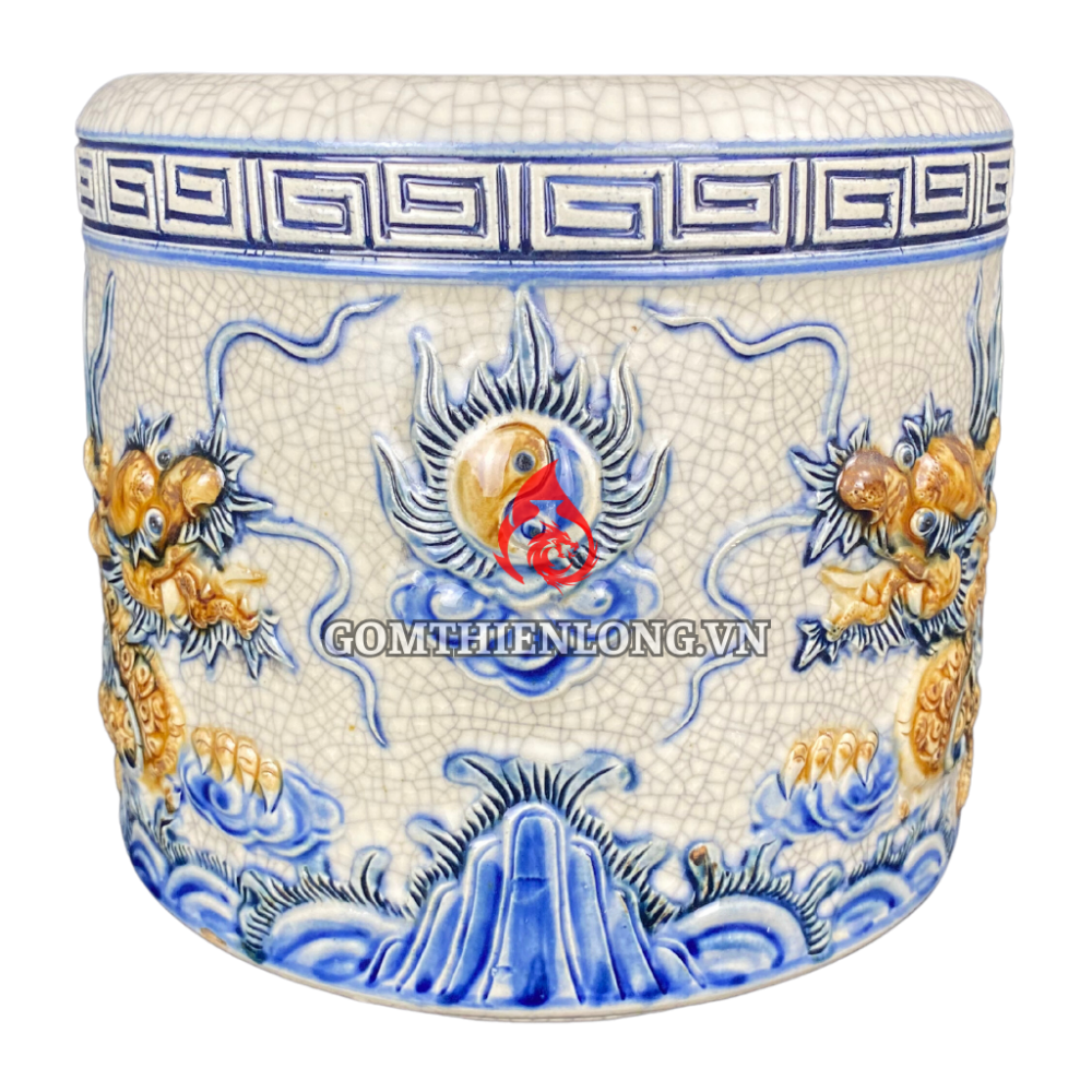 Bát Hương Men Rạn Đắp Nổi Rồng R120723