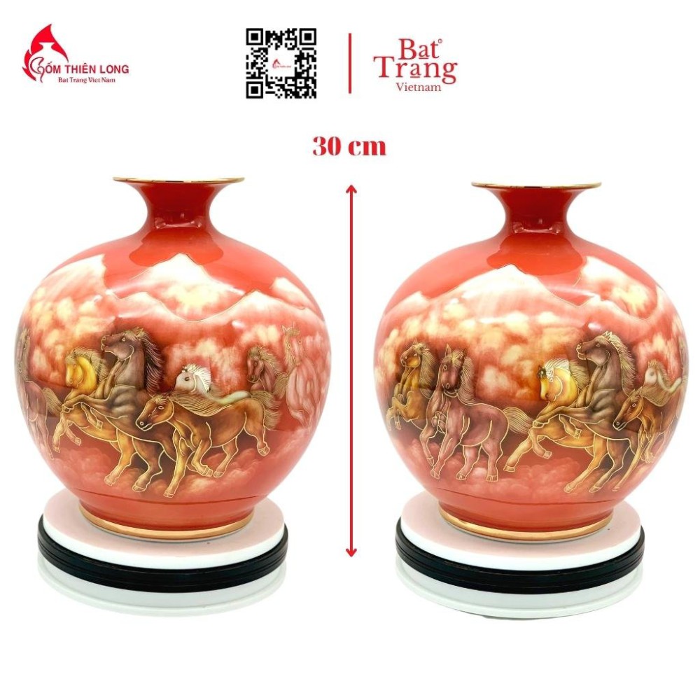 Bình Hút Lộc Mã Đáo Thành Công Vẽ Vàng 3D Nền Đỏ HLCA006