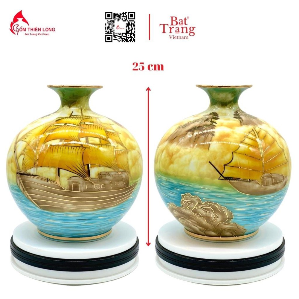 Bình Hút Lộc Thuận Buồm Xuôi Gió 3D Nền Vàng HLCA013