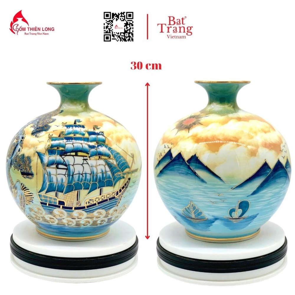 Bình Hút Lộc Thuận Buồm Xuôi Gió 3D Nền Xanh HLCA014