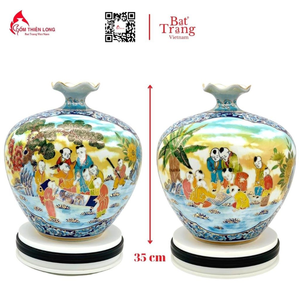 Bình Hút Lộc Miệng Lượn Vẽ Vàng 3D Bách Nhi HLCA022