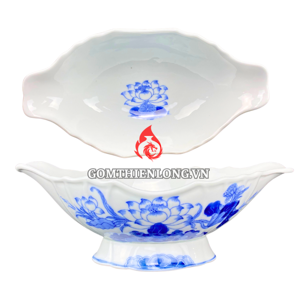 Bát Đựng Gà Cúng Men Lam Vẽ Sen 230939