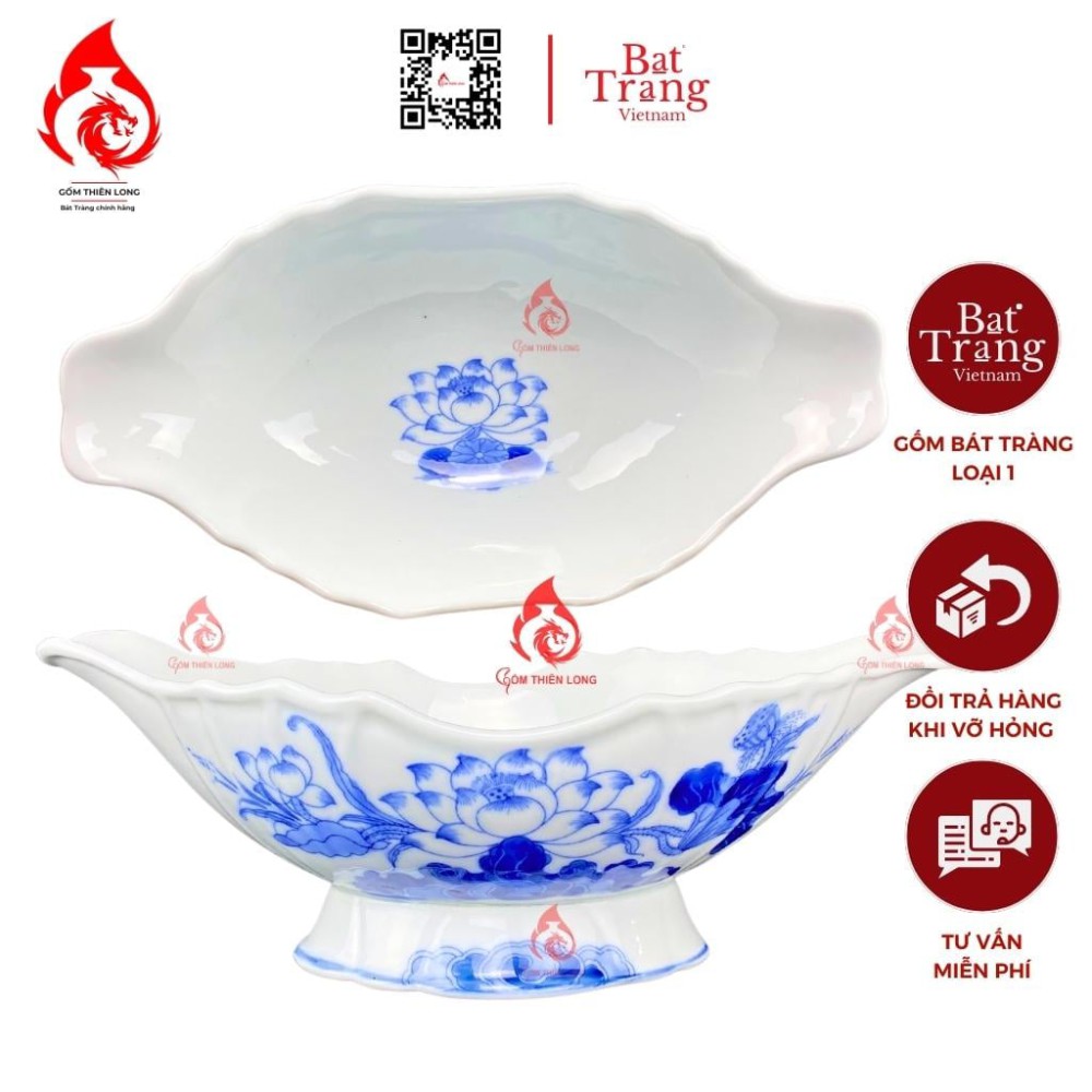 Bát Đựng Gà Cúng Men Lam Vẽ Sen 230939