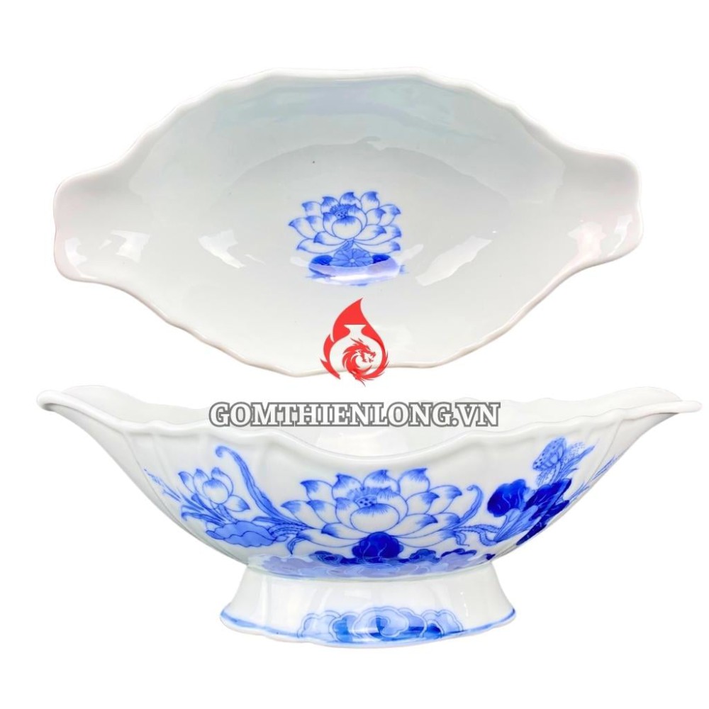 Bát Đựng Gà Cúng Men Lam Vẽ Sen 230939